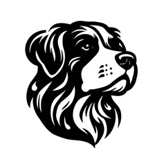 Vector illustration of a stylized head of dog on white separate background