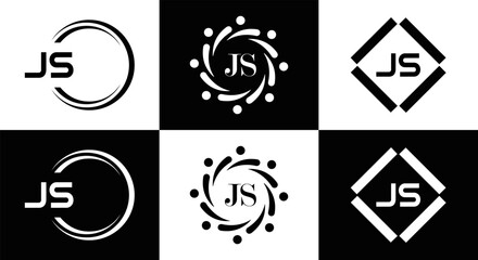 JS logo. JS set , J S design. White JS letter. JS, J S letter logo design. Initial letter JS letter logo set, linked circle uppercase monogram logo. J S letter logo vector design.	
