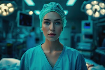 Nurse Woman in Scrubs Standing in a Hospital Room