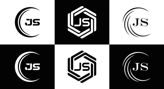 JS logo. JS set , J S design. White JS letter. JS, J S letter logo design. Initial letter JS letter logo set, linked circle uppercase monogram logo. J S letter logo vector design.	
