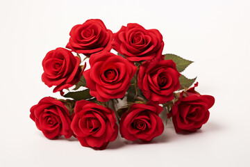 A bouquet of red roses on a white background.