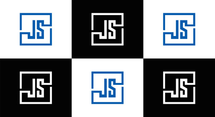 JS logo. JS set , J S design. White JS letter. JS, J S letter logo design. Initial letter JS letter logo set, linked circle uppercase monogram logo. J S letter logo vector design.	
