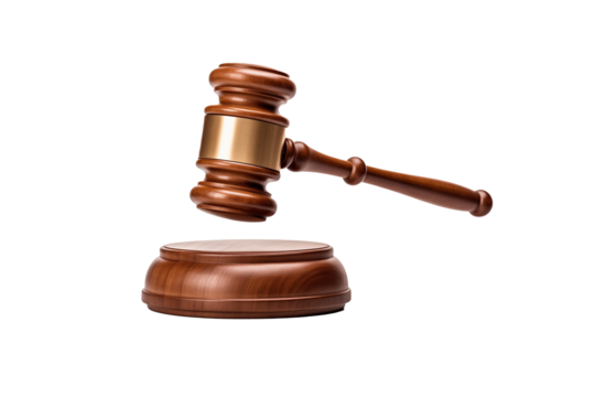 Isolated white background with judge s gavel
