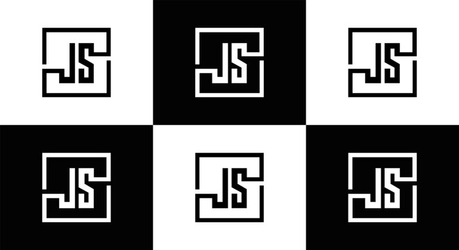 JS logo. JS set , J S design. White JS letter. JS, J S letter logo design. Initial letter JS letter logo set, linked circle uppercase monogram logo. J S letter logo vector design.	
