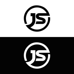 JS logo. JS set , J S design. White JS letter. JS, J S letter logo design. Initial letter JS letter logo set, linked circle uppercase monogram logo. J S letter logo vector design.	
