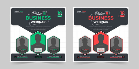 Editable business live webinar conference square social media post and digital marketing promotion advertising banner design template	
