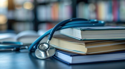 Stethoscope on Top of a Pile of Books