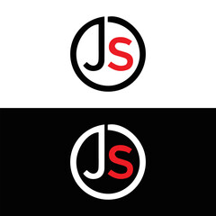 Fototapeta premium JS logo. JS set , J S design. White JS letter. JS, J S letter logo design. Initial letter JS letter logo set, linked circle uppercase monogram logo. J S letter logo vector design. 