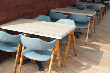 tables and chairs in cafe