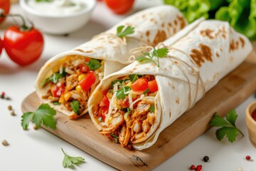 Mexican burrito with beef and vegetables