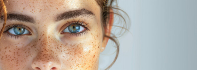 Melasma on the skin, pigmentation problems. The concept of skin care, for a design postcard, banner, flyer with a place to copy - obrazy, fototapety, plakaty