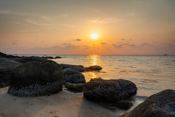 Beautiful orange sunset on the South China Sea