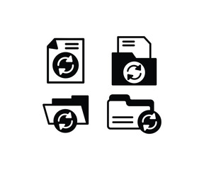 sync data file digital folder icon vector design simple black white flat illustration collections on white background