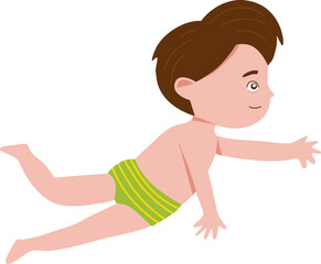 Child swimming at beach vector illustration