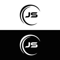 JS logo. JS set , J S design. White JS letter. JS, J S letter logo design. Initial letter JS letter logo set, linked circle uppercase monogram logo. J S letter logo vector design.	
