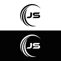 JS logo. JS set , J S design. White JS letter. JS, J S letter logo design. Initial letter JS letter logo set, linked circle uppercase monogram logo. J S letter logo vector design.	
