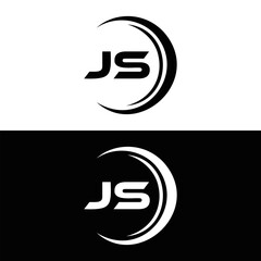 JS logo. JS set , J S design. White JS letter. JS, J S letter logo design. Initial letter JS letter logo set, linked circle uppercase monogram logo. J S letter logo vector design.	
