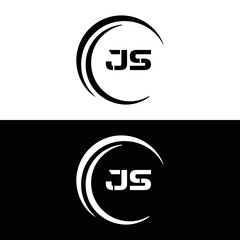 JS logo. JS set , J S design. White JS letter. JS, J S letter logo design. Initial letter JS letter logo set, linked circle uppercase monogram logo. J S letter logo vector design.	
