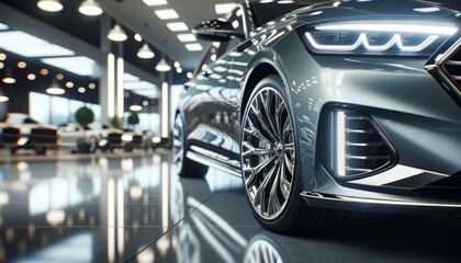 Luxury Sedan in Showroom, Automotive Excellence Concept