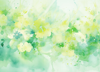 Serene green and yellow floral watercolor background. Calming soft, organic washes of color, peaceful and refreshing feel, perfect for a variety of creative projects