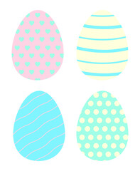 Set of colorful easter eggs isolated on white background.Collection of cute pastel egg vector graphic illustration.