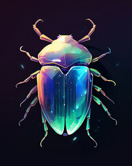 Illustration of a beetle on a dark background. Vector illustration