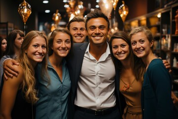 Obraz premium other casual get-together party concept. Group of Happy friends having fun time.