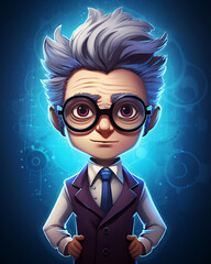 Funny nerd man with big eyes and glasses