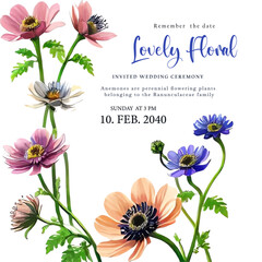 Wedding invitation greeting cards wedding celebration elegant beautiful flower template 