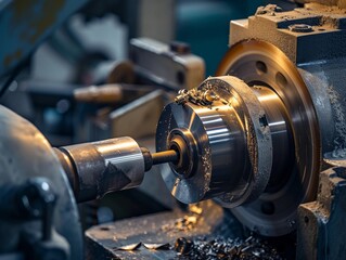 Metal Turning on Industrial Lathe