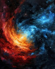 Colorful nebula in space