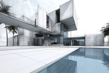 Obraz premium Lines and watercolor modern architecture background