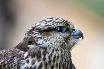 hybrid Saker Falcon and Peregrine Falcon head portrait
