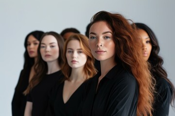 Diverse Group of Women in Black Attire, Empowerment Concept