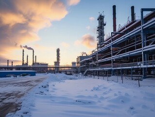 Obraz premium Petrochemical Plant in Winter