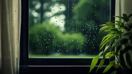 Raindrops on a windowpane.