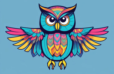 A Great Horned Owl, a bird of prey on a vibrant transparent background. The intricate details of its feathers and sharp beak make it a stunning piece of art