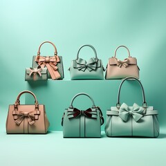 Fashion handbags on mint background