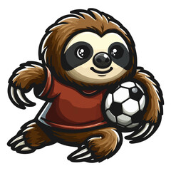 sloth with football illustration