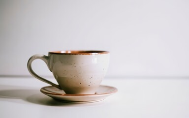 Close up of empty cup on white baclground