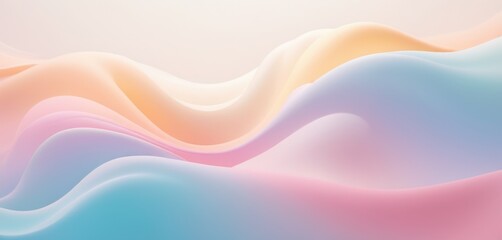 Gradient waves in pastel colors. Volumetric gradient shapes.