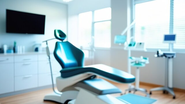 Dental office. Defocused background of modern dental clinic. Generated with AI