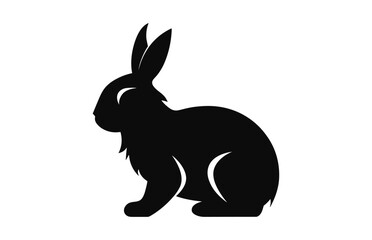 A Bunny silhouette isolated on a white background, Easter black clipart vector