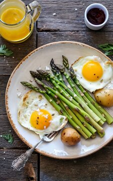 new potatoes with boiled asparagus with eggs and cheese. idea for breakfast or lunch