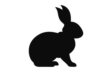 A Bunny silhouette isolated on a white background, Easter black clipart vector