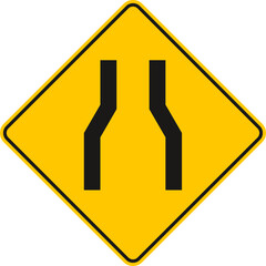 Narrow road, road Narrow, Narrow roadway,Traffic Sign , Vector, symbol, transport icon	