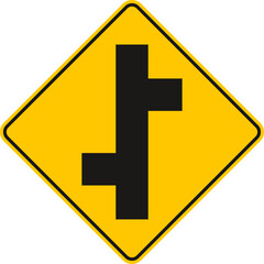 Obraz premium Staggered side road Junction,Traffic Sign , Vector, symbol, transport icon