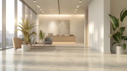 Blurred background of a light modern office