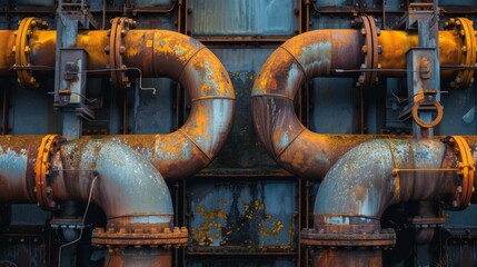 Machinery and steam turbine at a power plant background