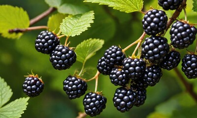 Edible Sunbeams: Fresh Blackberries Awash in Forest Luminescence